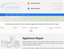 Tablet Screenshot of pacificappliancerepairs.com